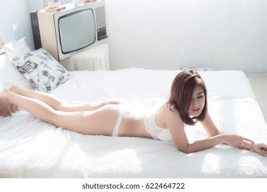 Sexy Beautiful Asian Woman White Lingerie Stock Photo Shutterstock