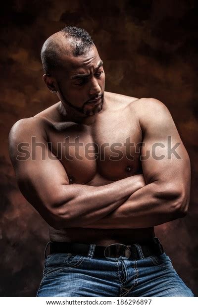 Naked Man Perfect Body Posing Jeans Stock Photo 186296897 Shutterstock