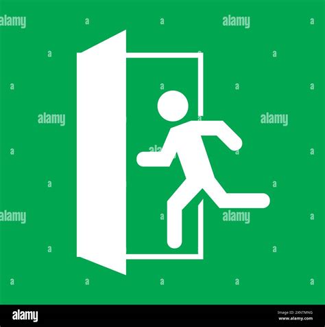 Emergency Exit Sign Running Man Icon To Door Warning Sign Plate