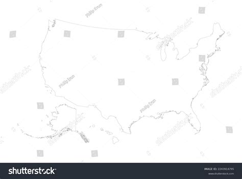 Map United States America White Color Stock Vector (Royalty Free ...