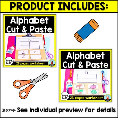 preschool alphabet cut  paste practice bundle   joy  teaching