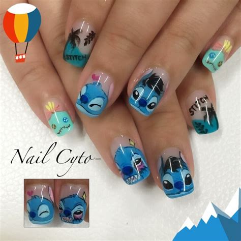 Stitch Design Nails Disney Acrylic Nails Pretty Acrylic Nails