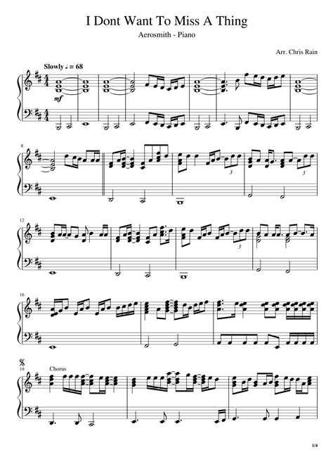 Aerosmith, I Don't Want Miss a Thing piano Sheet Music - eSheetMusics.com