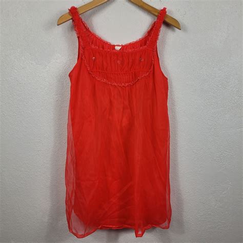 Vintage S Lingerie Sheer Baby Doll Nightie W P Gem