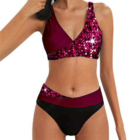Sngxgn Women S Knot Scoop Neck Bikini Set Ruched High Waisted Two Piece