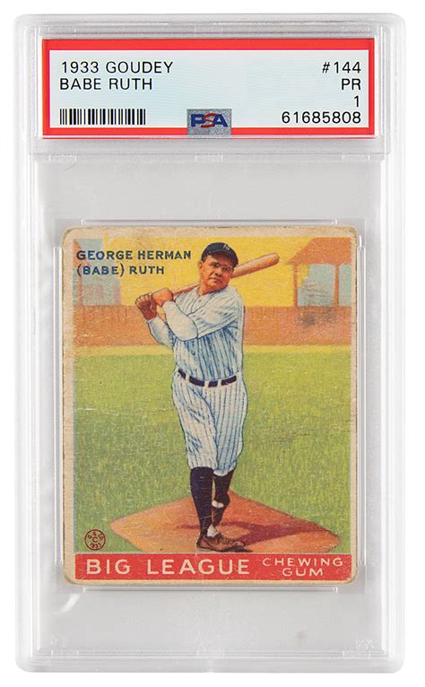 1933 Goudey 144 Babe Ruth PSA PR 1 RR Auction