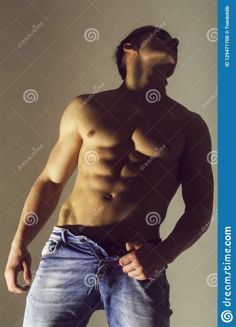 Man With Strong Naked Torso Stock Photo Image Of Biceps Training