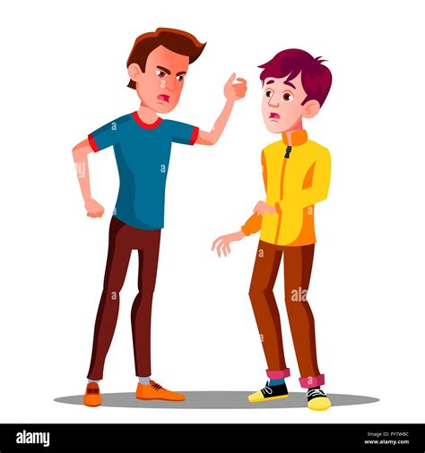 Teen Male Conflict Of Young People Fight Violence Vector Isolated