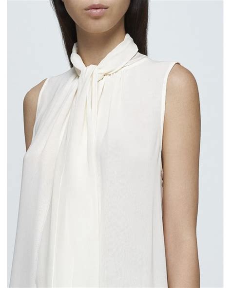 Max Mara Mela Pussy Bow Neck Silk Blouse In White Lyst