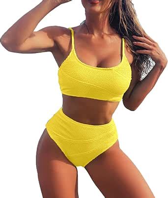 Amazon Meetall High Waisted Bikini Sets For Women Tummy Control Ribbed Full Coverage Crop