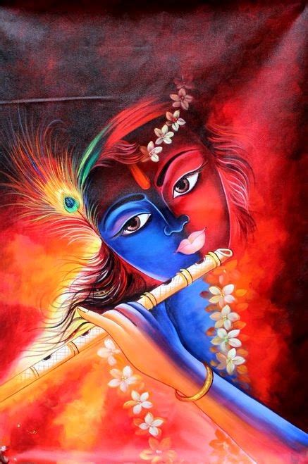 Krishna Playing Flute Hand Painted Painting