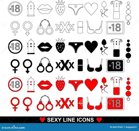 Sex Line Icon Set For Sex Shop Or Valentine S Day Stock Vector