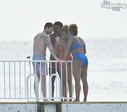 Fleur East Sexy Showing Off Her Amazing Body In A Hot Blue Bikini At The Beach With Her Friends