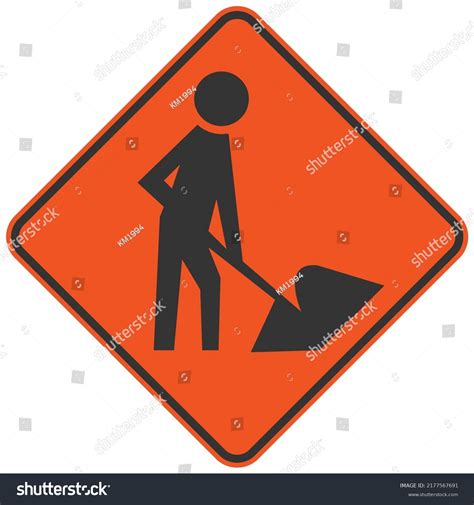 Road Workers Ahead Sign Image Stock Illustration 2177567691 Shutterstock
