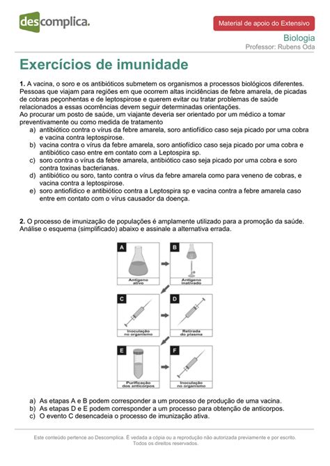 Exercícios de imunidade