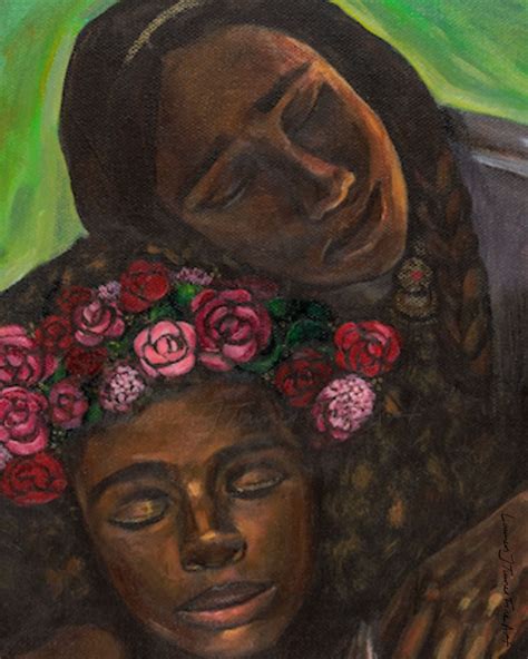 Black Mother Being Embraced by Community - Lauren J. Turner Fine Art