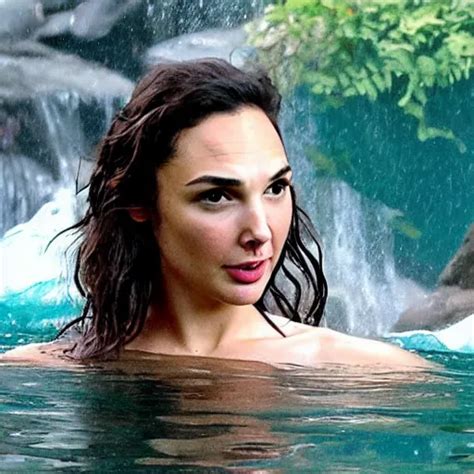 Gal Gadot In A Bikini Under A Waterfall Wet Hair Stable Diffusion