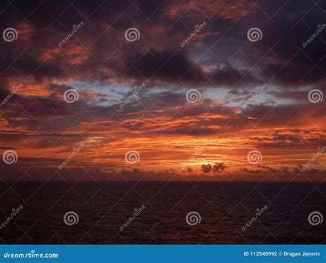 Paradise Sunset at Open Sea Stock Photo - Image of ocean, fire: 112548992