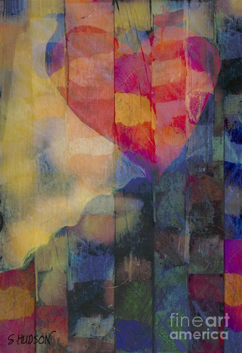 Colourful Abstract Valentine Heart Afloat Painting By Sharon Hudson