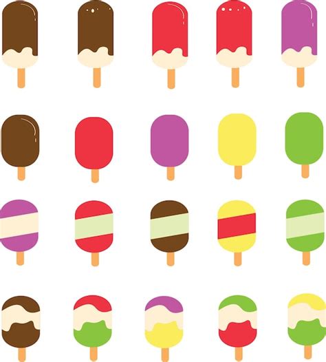 Premium Vector A Set Of Ice Cream Sticks Of Various Flavors