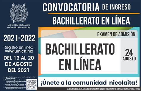 Bachillerato En Línea Convocatoria De Ingreso 2021 2022 Fcca Umsnh