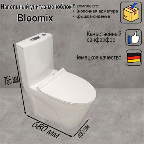 Унитаз Bloomix Mono 5012 моноблок безободковый купить на OZON по низкой ...