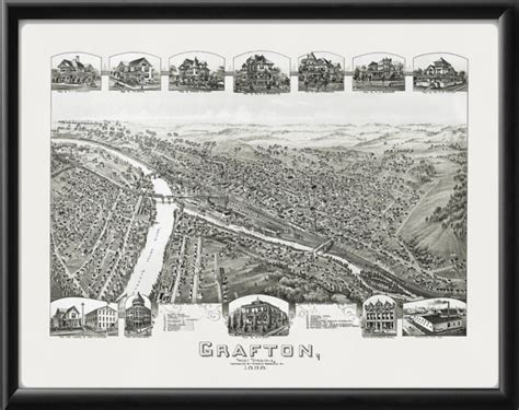 Restored bird's eye view of Grafton, W. Virginia, 1898 - Vintage City Maps