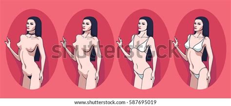 Beautiful Woman Posing Naked Bikini Red Stock Vector Royalty Free Shutterstock