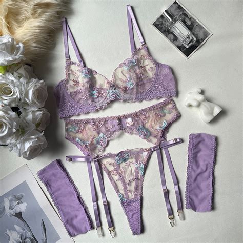 Sexy Women Lace Embroidery Underwear Lingerie Set On Luulla