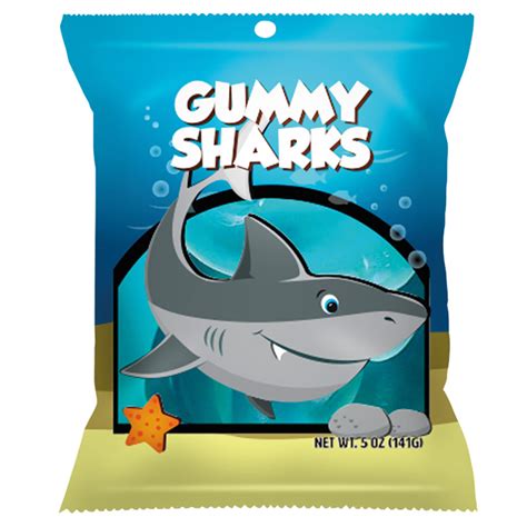 Amusemints Gummy Sharks 5 Oz Peg Bag Nassau Candy