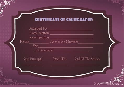 Calligraphy Certificate Template - 10+ Free Templates for Artists ...