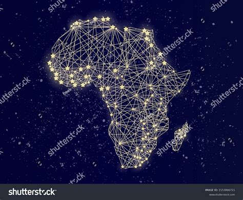 Glowing Map Africa On Night Sky Stock Vector (Royalty Free) 2153866721 ...