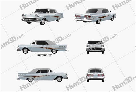 Ford Fairlane 500 Sunliner 1958 Blueprint Template