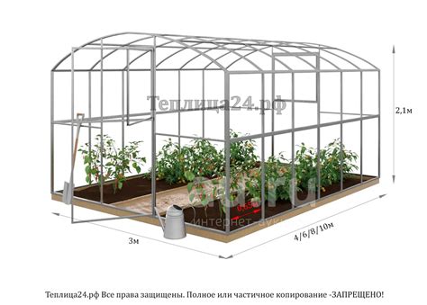 Теплица Рублевская ПРО-65 20х40 шаг 0,65 Размер 3х6 + Поликарбонат 4 мм ...