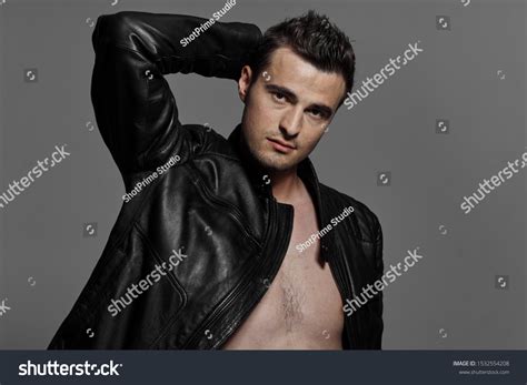Sexy Man Leather Jacket Nude Torso Stock Photo 1532554208 Shutterstock
