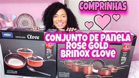 COMPREI MINHAS LINDAS PANELAS ROSE GOLD BRINOX CLOVE 2 CONJUNTO YouTube