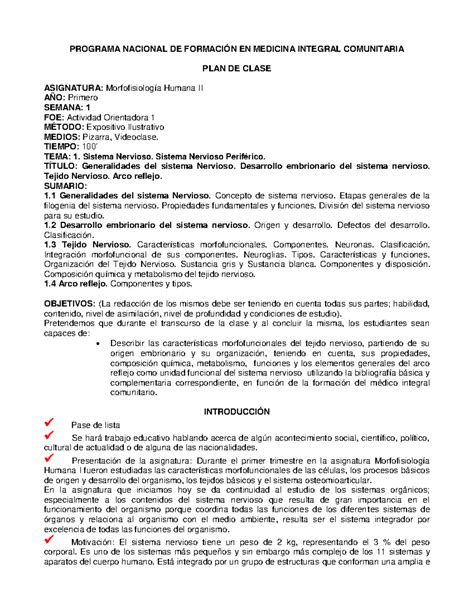 MFH II - Todos Los Planes De Clases 01-14 Completo - Medicina Integral