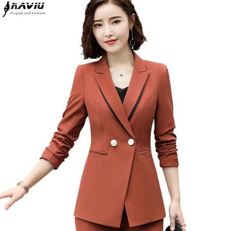 Autumn Winter Fashion Blazer High Quality Temperament Long Sleeve Slim Jacket Office Ladies