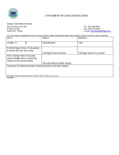 Oregon Statement Of Lien Satisfaction Fill Out Sign Online And