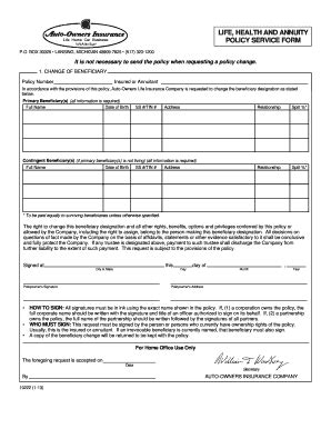 Fillable Online Life Health And Annuity Policy Service Form Fax Email