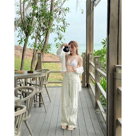 Hion Store Set món Sơ mi nude bra trắng quần suông nude HÀNG LOẠI CÓ SẴN SIZE S M
