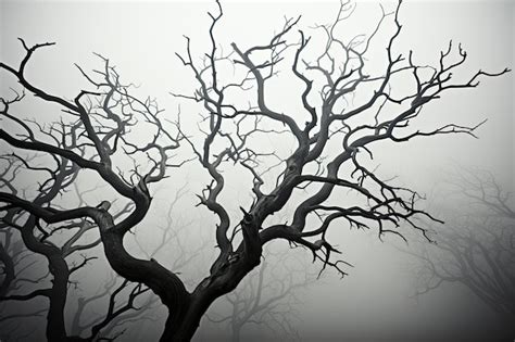 Premium AI Image Autonal Grove Naked Trees Contrast Gray Sky Generative IA