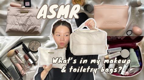 Asmr Whats In My Makeup Pouch And Toiletry Bags👝💄lots Of Tapping