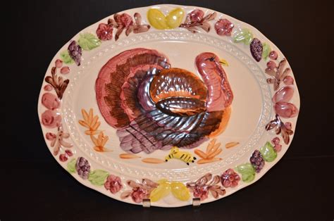 Large Vintage Turkey Platter Ceramic Turkey by RowlandParkVintage