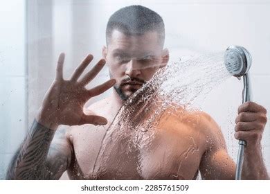 Portrait Naked Man Taking Shower Bathroom Stock Photo 2285761509 Shutterstock