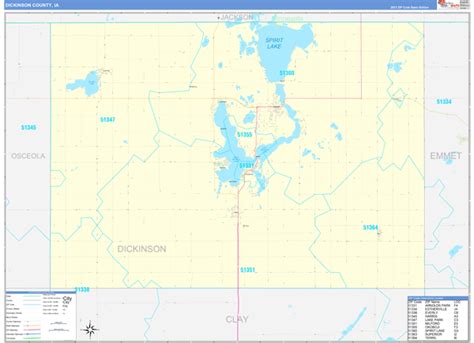 Wall Maps Of Dickinson County Iowa