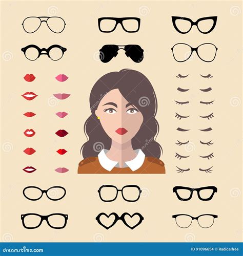 Set Of Different Woman Face Types Shapes Female Head Vector Character