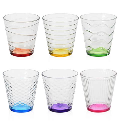 6 Coloured Drinking Glasses 250ml Glassware Sets