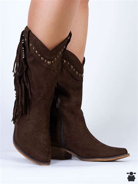 Botas Camperas Bohemias Con Flecos Moda Para Mujer Botines Boho Campera