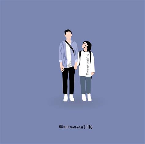 Tall Boy Short Girl Couple Cartoon